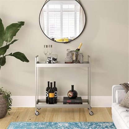 Cooper 33'' Wide Rectangular Bar Cart in Satin Nickel