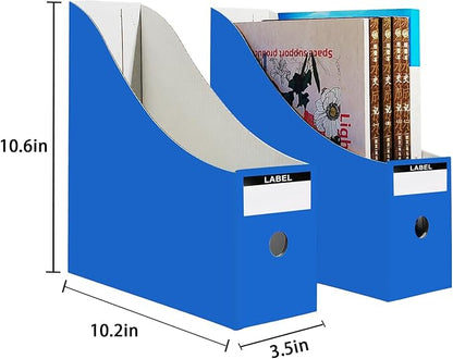 Limitliho Magazine File Folder Holder for Desk, Book Bins for Classroom Library,Office,Home, 10.6" H x 10.2" L x 3.5" W in Cardboard Paper Organizer (Six color, 6 Pack)