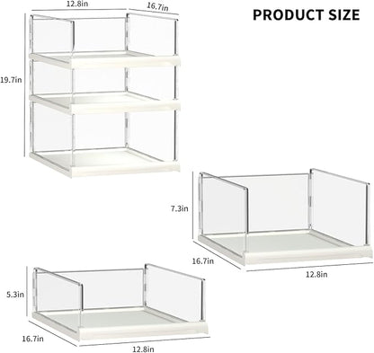 3 Pack Stackable Closet Organizers and Storage Shelves - Transparent Sweater Organizer for Closet, Bathroom, Kitchen, Cupboard, Laundry Room, and Office