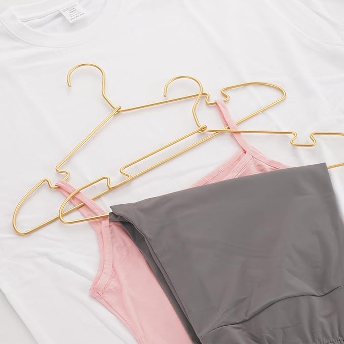 Gold Aluminum Hangers, 16.5 Inch Smooth and Durable Metal Shirt Dress Hanger, Lightweight and Sturdy Metal Hanger for Suit Jackets and Casual Pants (20 Pack)