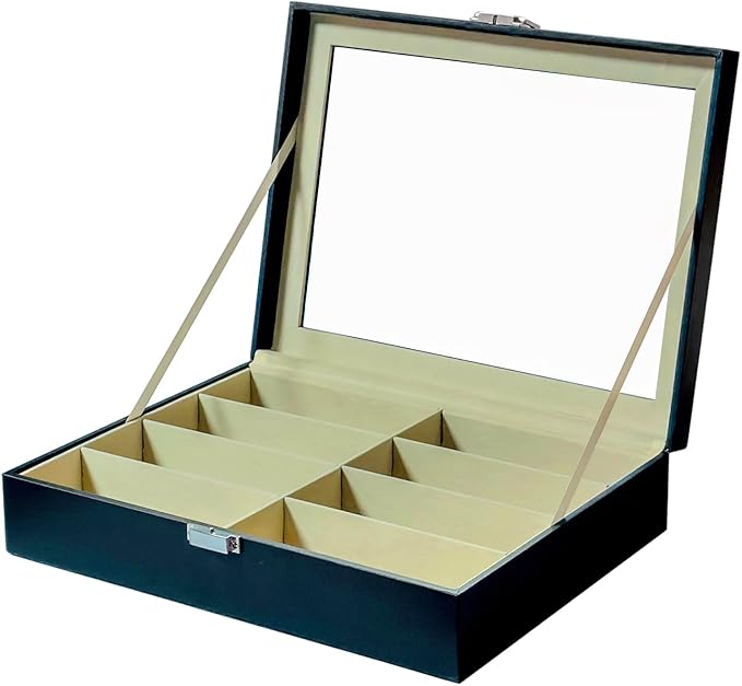 UnionPlus 8-Slots Sunglasses Case Organizer, Eyeglass Glasses Display Holder Collector, Multiple Sunglasses Storage Case, Black