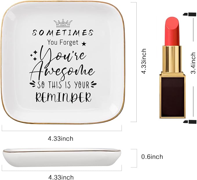 COZITED Inspirational Gifts for Women Trinket Ring Dish Jewelry Tray - You're Awesome Gifts for Her Female Friend Unique Gifts for Women Birthday Christmas Valentines Mother's Day, White