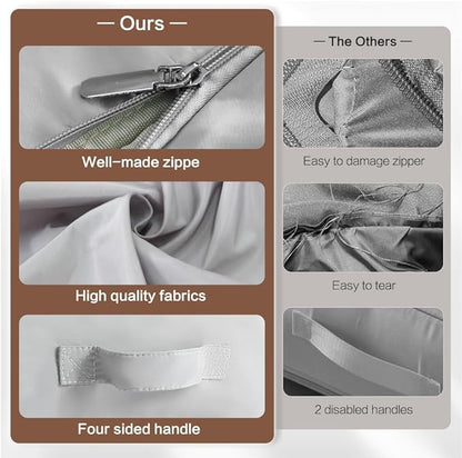 Geernioy Ultra Space Saving Self Compression Storage Bags with Zipper, （Grey) -Compression Organize for Bedding, Comforter Storage Bag for Blankets Duvet Quilts Pillows