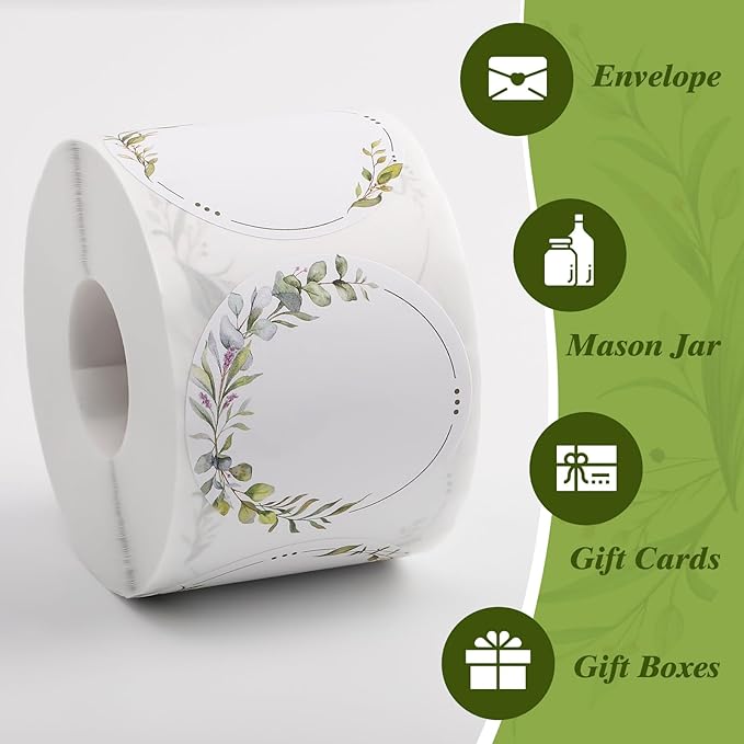 600 Pcs 2" Canning Labels for Jar Easter Gift Tag Stickers, Wreath Designs Round for Jars Lids Spice Bottle Labels with 3 Pattern Designs