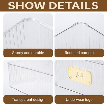 CISIREE Clear Bra Organizer, Plastic Underwear Drawer Organizer with Lid for Closet, Undergarment Storage Ideal for Socks, Bras, Ties, and Scarves