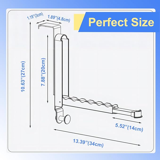 Majewel Over The Door Drying Rack, Over The Door Hooks Hanger 1Pack, Metal Drying Rack with Towel Racks for Laundry, Towels, Bags, Bathroom, Black (1 Pack)