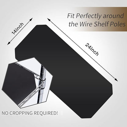 Poofzy Wire Shelf Liner 14 x 24, Set of 5 Shelf Liners for Wire Shelving Plastic Non-Adhesive for Pantry, Kitchen Cabinets (Black)