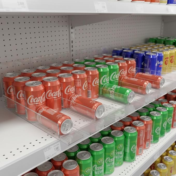 BESTYASH Automatic Drink Pusher for Fridge - Spring Loaded Plastic Soda can Organizer and Beverage Dispenser for Supermarket and Convenience Store Shelves