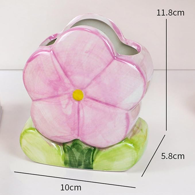 Red Makeup Brush Holder Pen Holder Office Desk Accessories Aesthetic Pencil Holders Cute Toothbrush Holders Flower Home Decor Vase Birthday Gifts for Women Vanity Kawaii Kitchen Utensil Holder