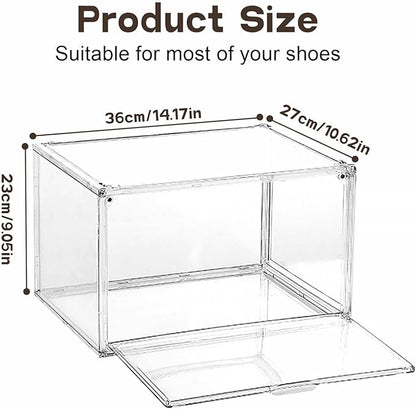 MMBABY 12 Pack Acrylic Clear Shoe Boxes Side Open Clear Plastic Stackable Sneaker Storage For Sneakerhead.Fits US Size 15