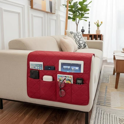 OYX Recliner Armrest Organizer with 6 Pockets, Non-Slip Remote Control Holder for Couch, Sofa & Bedside Storage, Compatible with Phone, iPad, Magazines