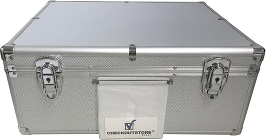 CheckOutStore (1) Aluminum CD/DVD Media Hanging Sleeves Storage Box (Silver/Holds 600 Discs)