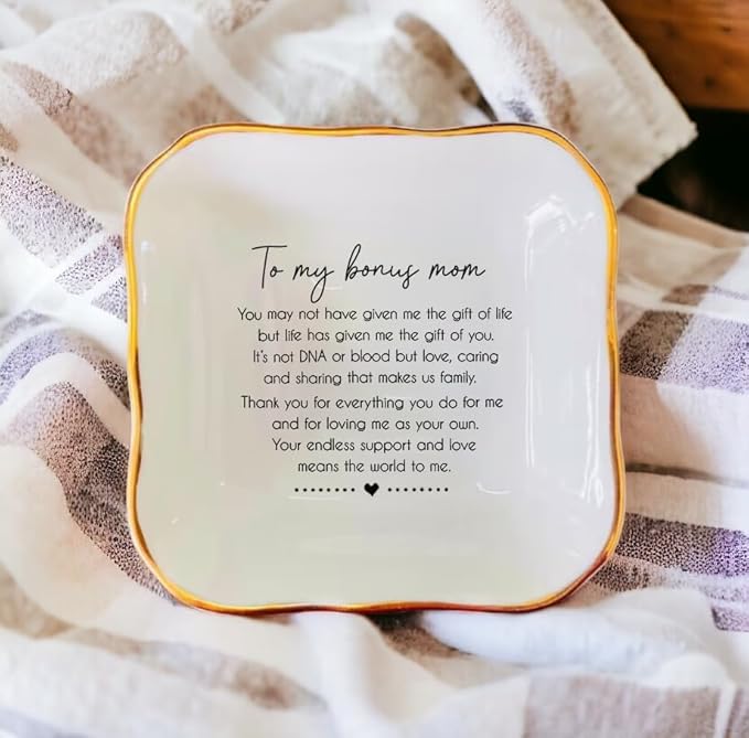 HatafaFurni Stepmom Gift: Ring Dish, Jewelry Storage, Mothers Day & Mother in Law Gift