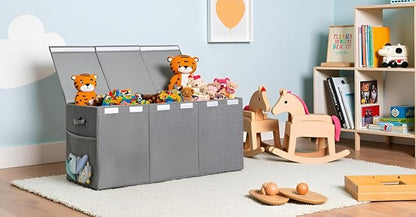 Extra Large Toy Storage Organizer with Lid, Large Toy Box Collapsible Toy Chest Storage Box Design - Toys Bin with Dividers for Kids, Nursery, Bedroom, Playroom-40 x16 x14''