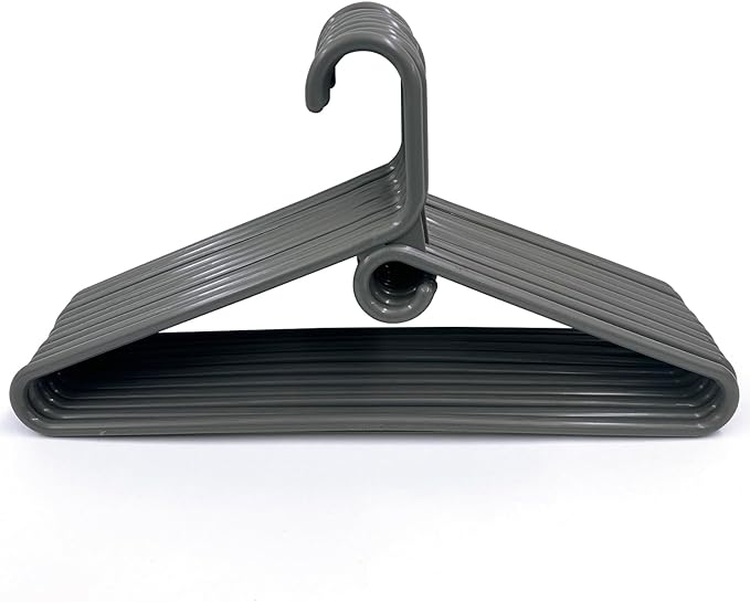 Rethink Your Room Clothes Hangers 10 Pack Plastic - Heavy Duty Space Saving Coat, Velvet Hangers, Pant Hangers for Closet Organization - Durable Non-Slip, Grey Wardrobe Essentials Bulk Storage