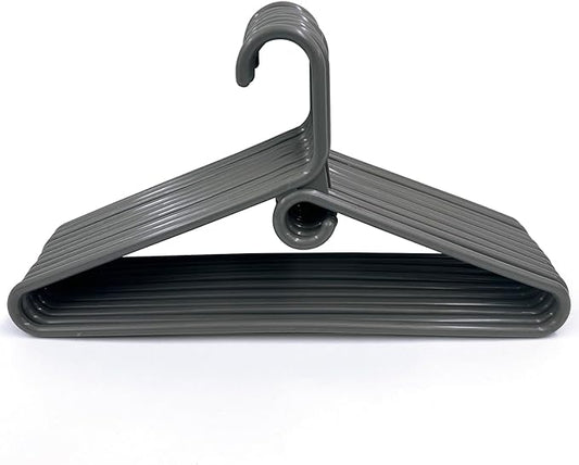 Rethink Your Room Clothes Hangers 10 Pack Plastic - Heavy Duty Space Saving Coat, Velvet Hangers, Pant Hangers for Closet Organization - Durable Non-Slip, Grey Wardrobe Essentials Bulk Storage