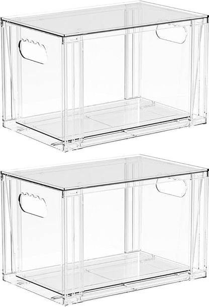 Yieach 2 Pack Baby Bottle Organizer for Countertop,Large Stackable Storage Bins Under The Sink,Acrylic Drawer Organizer and Baby Bottle Station Organization,Clear Plastic Drawer for Pump Parts Storage