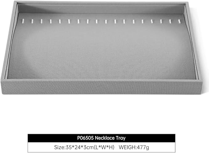 Dansmiy Linen Stackable Bracelet Necklace Storage Tray, Pendant Long Chain Jewelry Display Tray, Jeweler Shop Counter Showcase Table Top Organizers, Makeup Table Drawer Insert Jewelry Tray