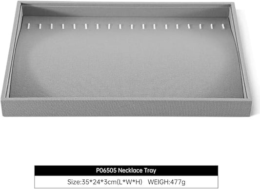 Dansmiy Linen Stackable Bracelet Necklace Storage Tray, Pendant Long Chain Jewelry Display Tray, Jeweler Shop Counter Showcase Table Top Organizers, Makeup Table Drawer Insert Jewelry Tray