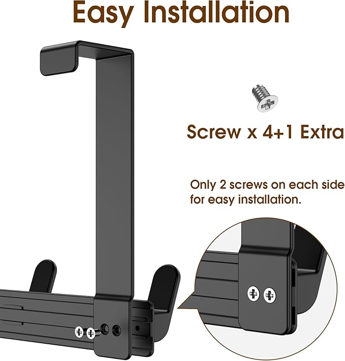 CHAUNCEY HOME Over The Door Hooks Hanger, Heavy Duty Rack for Winter Coat, Fits 1 3/8" Doors, L7U - Bathroom Accessories and Towel Organizer Holder, Matte Black