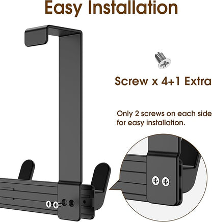CHAUNCEY HOME Over The Door Hooks Hanger, Heavy Duty Rack for Winter Coat, Fits 1 3/8" Doors, L7U - Bathroom Accessories and Towel Organizer Holder, Matte Black
