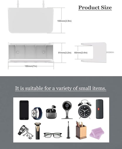 2-Shelf Bedside Shelf Organizer, Modern/Contemporary Style, Wall Mount, Double Tray Holder for Bedroom, Bathroom, Electronic Devices, Personal Items