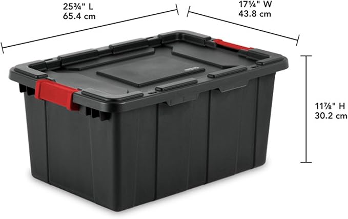 Sterilite 12-Pack Industrial Tote, Plastic Storage Bins with Lids, 15 Gallon, Black - Heavy-Duty Organizing Containers for Closet, Bathroom, and Office