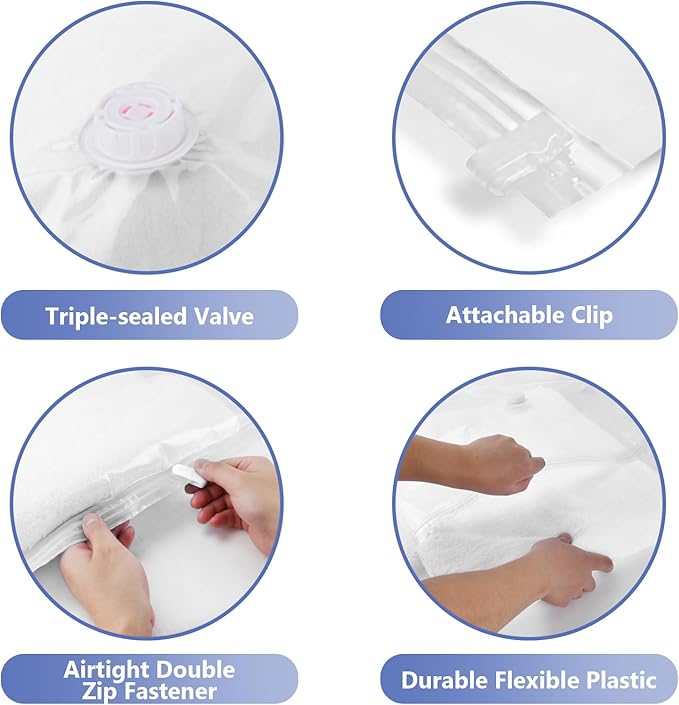 Vacuum Seal Bags for Clothing Travel, 5 Pack Space Saver Vacuum Storage Bags with Electric Pump,Portable Compression Sealer for Clothes, Blankets, Bedding & Travel,Good for Storage and Organization