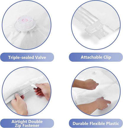 Vacuum Seal Bags for Clothing Travel, 5 Pack Space Saver Vacuum Storage Bags with Electric Pump,Portable Compression Sealer for Clothes, Blankets, Bedding & Travel,Good for Storage and Organization