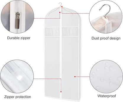 Zilink Dress Bags for Gowns Long 72-inch Garment Bags for Long Dresses Clear Dress Protector Bag with 3" Gusset and Full Length Zipper for Dresses, Fur Coat Gown Closet Storage（Set of 4）