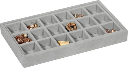 DIOMMELL 8 Pack Stackable Velvet Jewelry Trays Organizer, Jewelry Storage Box Display Trays Showcase Holder Closet Dresser Drawer Organizer for Earring Necklace Bracelet Ring Accessary