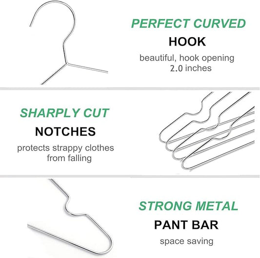 Amber Home 20 Pack 12" Chrome Kids Baby Hangers, Strong Metal Children Clothes Hangers for Closet, Space Saving Infant Hanger for Toddler Coats Pants (Chrome, 20)
