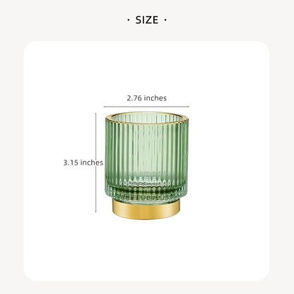 LEICURACE Makeup Brush Organizer, Toothbrush Holder, Desk Pen Pencil Holder, Multifunctional Vintage Glass Brush Cup (S/Green/A3-11-US)