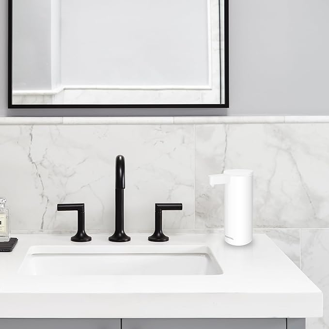 Mamiddle Automatic Soap Dispenser Stainless Steel with Sensor Infrared Soap Dispenser Electric IPX5 Waterproof USB-C Charging Motion Sensor for Kitchen & Bathroom (White)