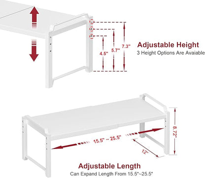 100 LBS Heavy Duty Kitchen Storage Shelf, 12 Inch Widened Cabinet Shelf Organizer For Dishes Spice Cups Small Appliances, Stackable Expandable Storage Shelves For Kitchen Cabinet Cupboard Pantry