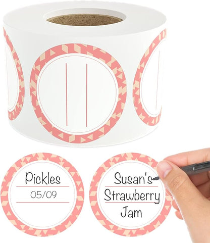 Canning Labels Dissolvable Stickers for Mason Jars and More (2" Round 200/roll) Canning Supplies Washes Off in Seconds Like Magic - Jar Labels Homemade Jam, Jelly, and More (Coral)