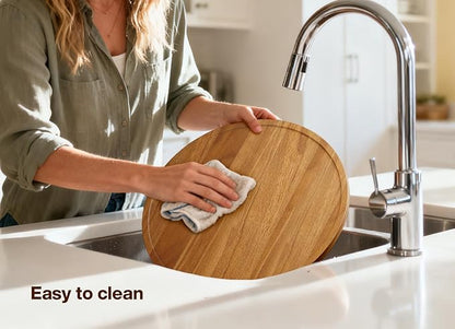 14" Acacia Wood Lazy Susan Turntable Organizer for Table Top, Round Wooden Lazy Susan Storage for Cabinet Countertop Pantry, Decorative Tray for Kitchen Bathroom Decor Coffee Bar Accessories