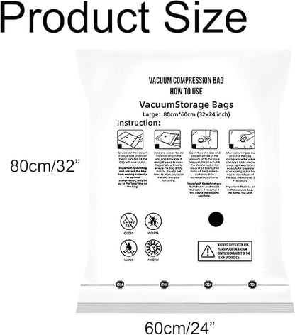 Weejian 8 Large Vacuum Storage Seal Bags, Space Saver Bags with Travel Hand Pump, Compression Airtight Sealer Bags for Clothes, Bedding, Pillows, Comforters, Blankets