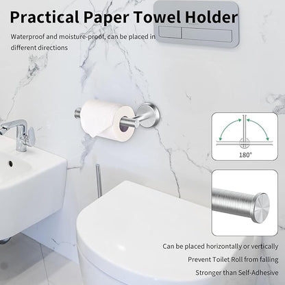 Newfun 10-Pieces 24 Inch Brushed Nickel Bathroom Hardware Set, Includes 24 Inch Towel Racks for Bathroom Wall Mounted, Toilet Paper Holder, Towel Hooks for Bathrooms, Towel Rings for Bathroom Wall