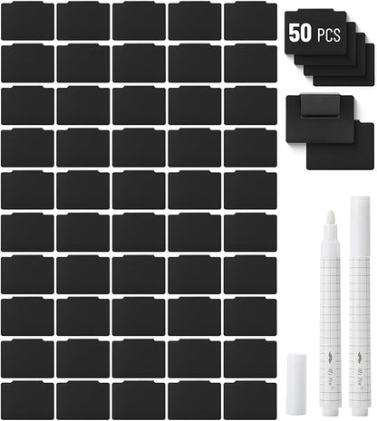 Mr. Pen- Basket Labels Clip On Set Bulk, 52 pcs, 50 Removable Bin Labels Clip On with 2 Chalk Markers, Basket Tags, Bin Clips