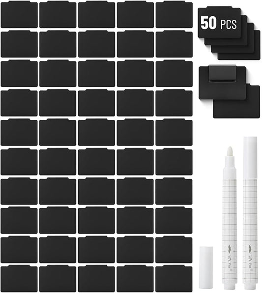 Mr. Pen- Basket Labels Clip On Set Bulk, 52 pcs, 50 Removable Bin Labels Clip On with 2 Chalk Markers, Basket Tags, Bin Clips