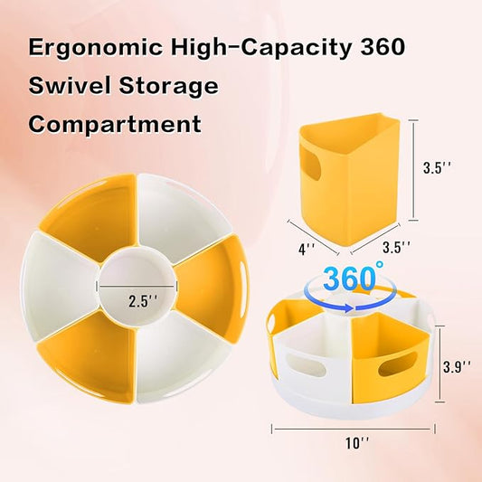 360 Rotating Art Supply Organizer Caddy for Kids - Crayon & Marker Storage, Pencil Holder for Desk - Yellow