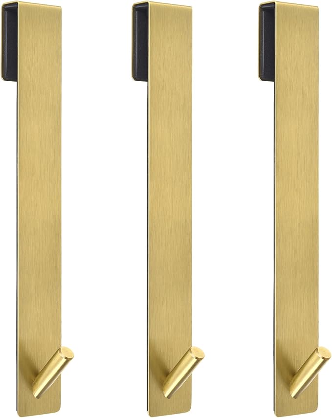 Kontoyo Shower Door Hooks(10 Inch),Extended Over Door Hooks for Bathroom Frameless Glass Shower Door,Stainless Steel Towel Hooks,Heavy Duty Rack Hooks for Robe,Towel-3 Pack-Gold