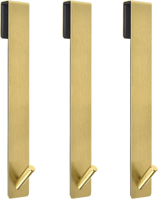 Kontoyo Shower Door Hooks(10 Inch),Extended Over Door Hooks for Bathroom Frameless Glass Shower Door,Stainless Steel Towel Hooks,Heavy Duty Rack Hooks for Robe,Towel-3 Pack-Gold