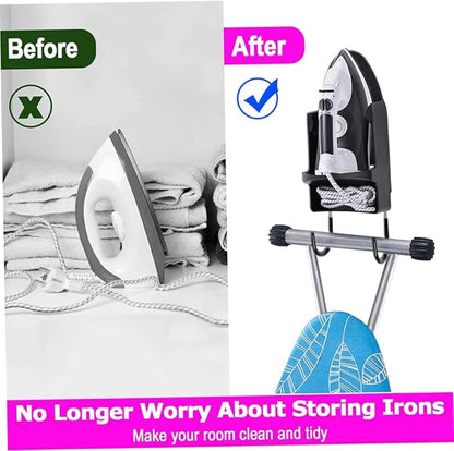 Wall-Mounted Ironing Board Hanger, Heat Resistant Iron Holder for Household & Bathroom