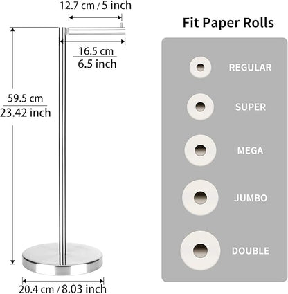 Brushed Nickel Toilet Paper Stand,Free Standing Toilet Paper Holder Stand,4 Pounds Bathroom Toilet Paper Storage with Heavy Base for 4+1 Rolls,Toilet Tissue Holder,Toilet Roll Stand, RGJ-1C