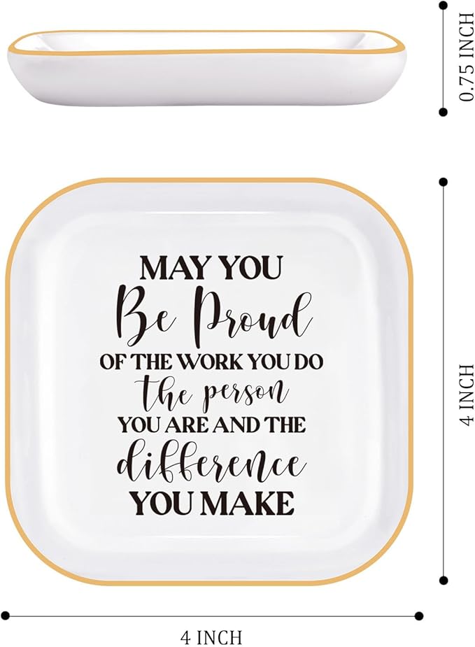 PUDDING CABIN Thank You Gift, Appreciation Employee Teacher Nurse Coworker Colleague Retirement Gift for Woman Jewelry Dish – May You Be Proud of the work You do – Gift for Team