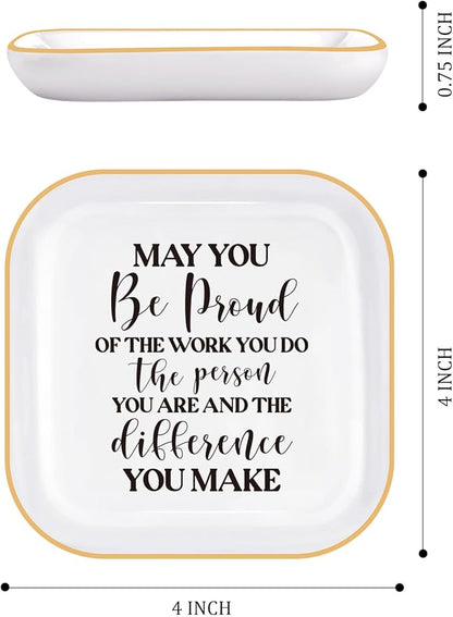PUDDING CABIN Thank You Gift, Appreciation Employee Teacher Nurse Coworker Colleague Retirement Gift for Woman Jewelry Dish – May You Be Proud of the work You do – Gift for Team