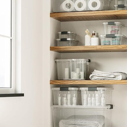 Superio Clear Storage Boxes with Lids, 4.5 Quart Plastic Container Bins for Organizing, Stackable Crates, BPA Free, Non Toxic, Odor Free, Organizers for Home, Office and Dorm, 8 Pack