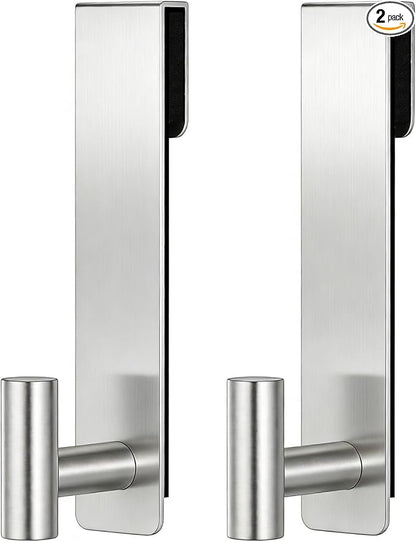 HUFEEOH Shower Towel Hooks, 7.5-Inch Extended Over Glass Shower Door Hanger for Towels & Robes, Rustproof Bathroom Towel Rack, 2-Pack (Silver, T Shape)